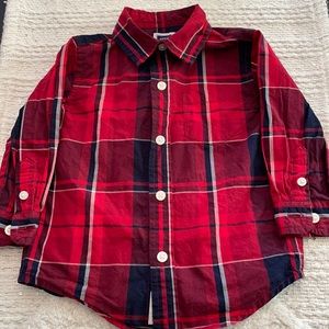 Janie and Jack Red Christmas Plaid Shirt 6-12 months